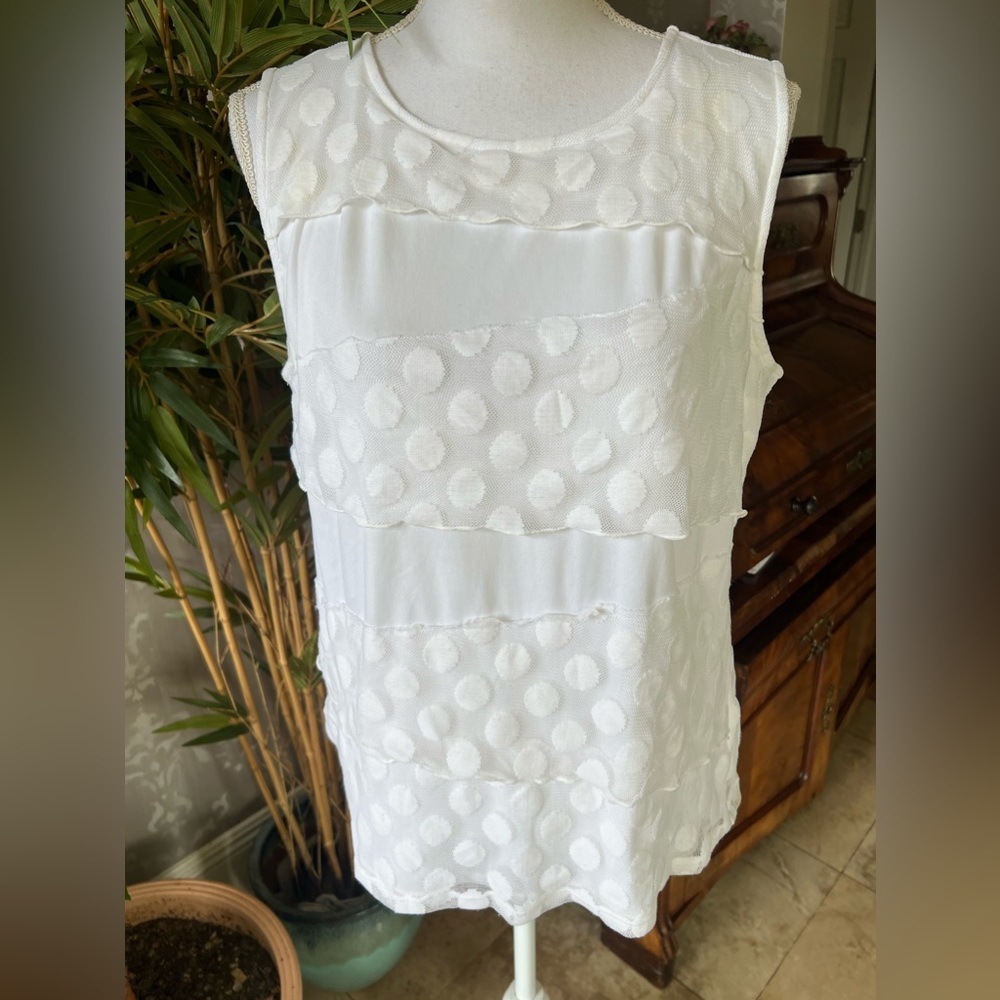 Dana Buchman lace tank top blouse, extra large white excellent condition - Picture 5 of 14